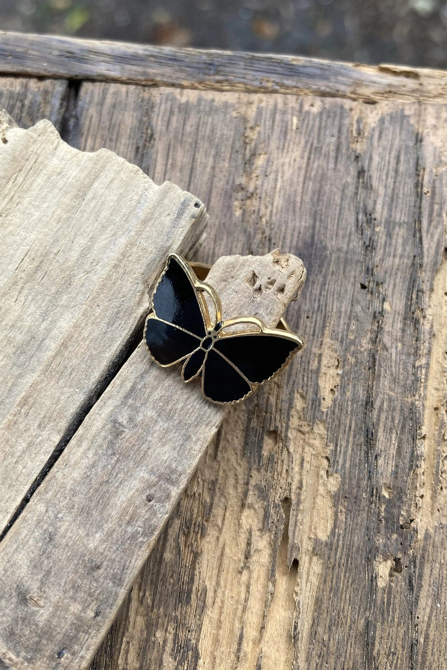 Black Butterfly Ring