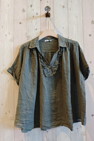 Collared Linen Blouse
