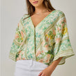 Load image into Gallery viewer, Border Print Front Wrap Kimono Top

