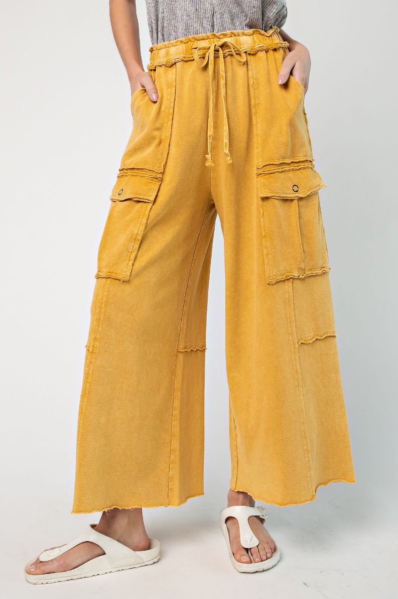 Feelin Good Utility Mineral Wash Wide Leg Pants – Red Door