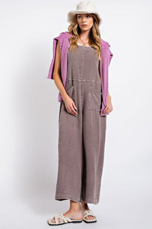 Washed Cotton Gauze Overalls