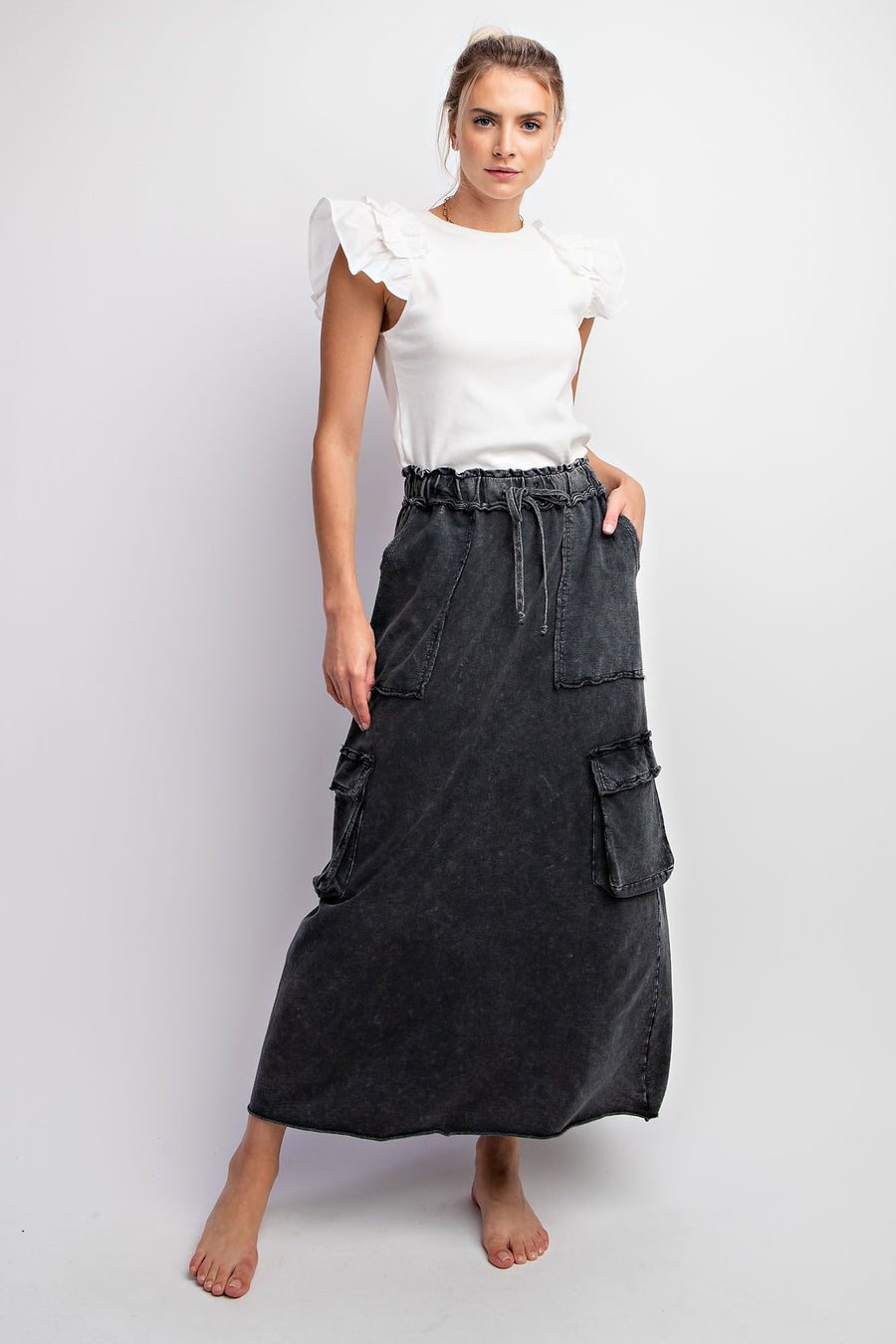 Cotton Terry Cargo Skirt