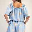 Load image into Gallery viewer, Washed Denim Floral Romper
