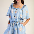 Load image into Gallery viewer, Washed Denim Floral Romper
