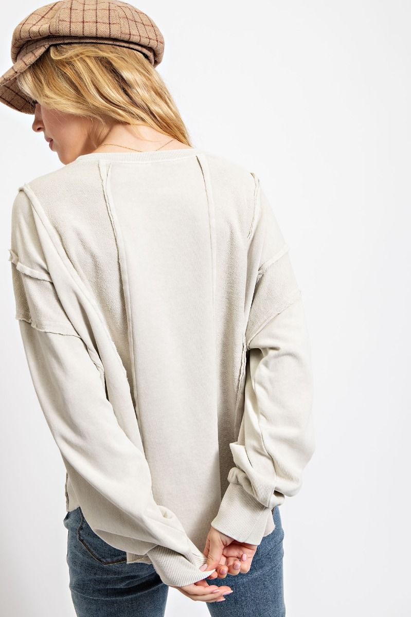 Seam Detail Washed Pullover