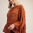 Load image into Gallery viewer, Rust Dolman Lace Top
