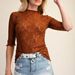 Load image into Gallery viewer, Rust Hi Neck Lace Top
