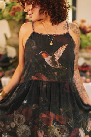 Ruby Hummingbird Sleeveless Dress