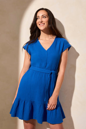 Navy Haven Waist-Tie Dress