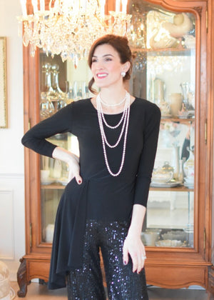 Peplum Top w/Side Ruffle Drape