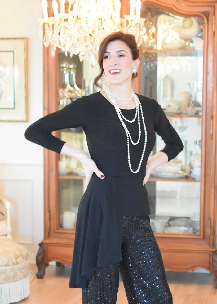 Peplum Top w/Side Ruffle Drape
