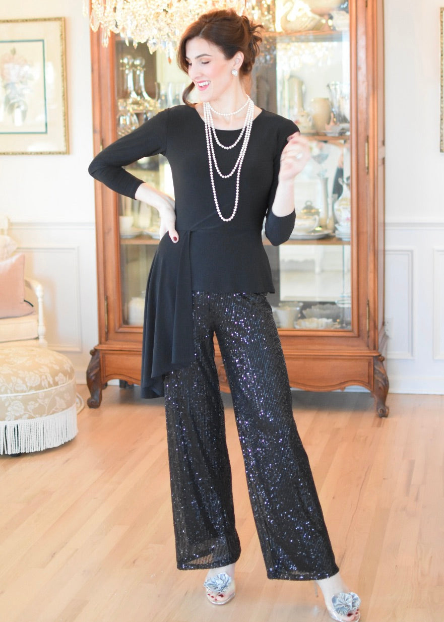 Peplum Top w/Side Ruffle Drape – Red Door Boutique