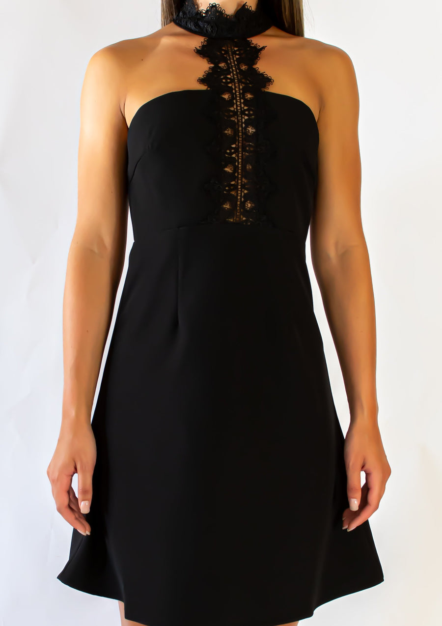 Black Lace High Neck Dress