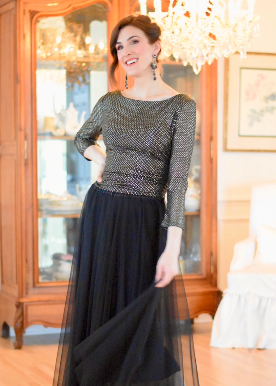 Black & Silver Metallic Blouse