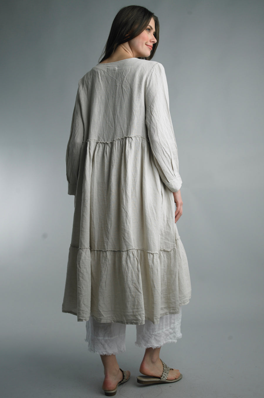 Gathered Linen Duster