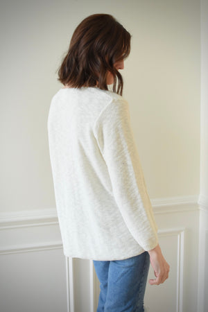 Cotton Slub Sweater w/Seam Detail