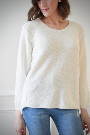 Cotton Slub Sweater w/Seam Detail