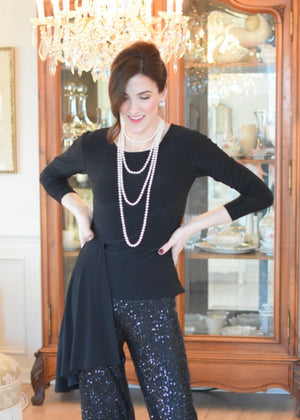 Peplum Top w/Side Ruffle Drape