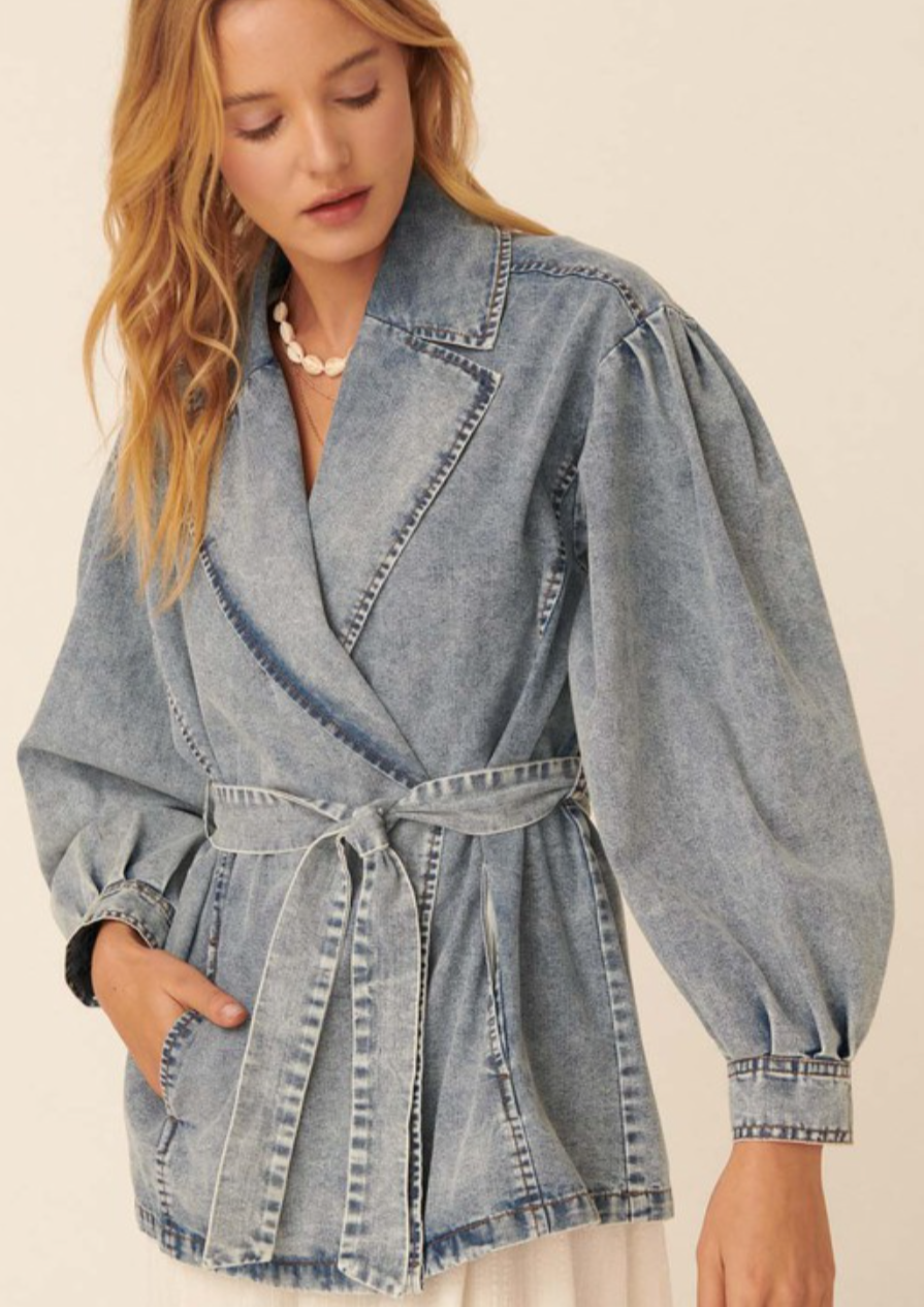 Puff Sleeve Denim Jacket
