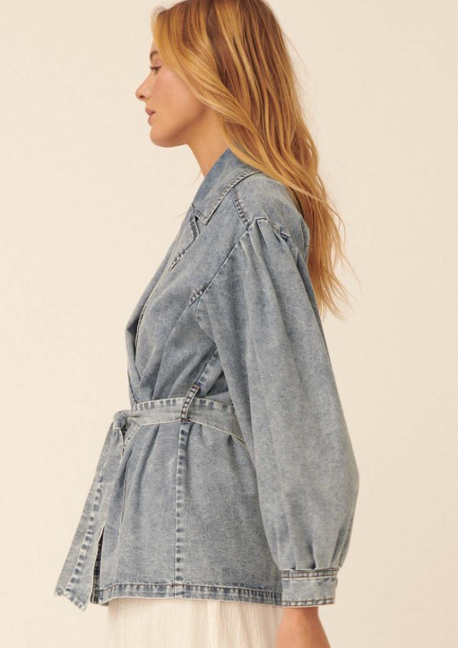 Puff Sleeve Denim Jacket