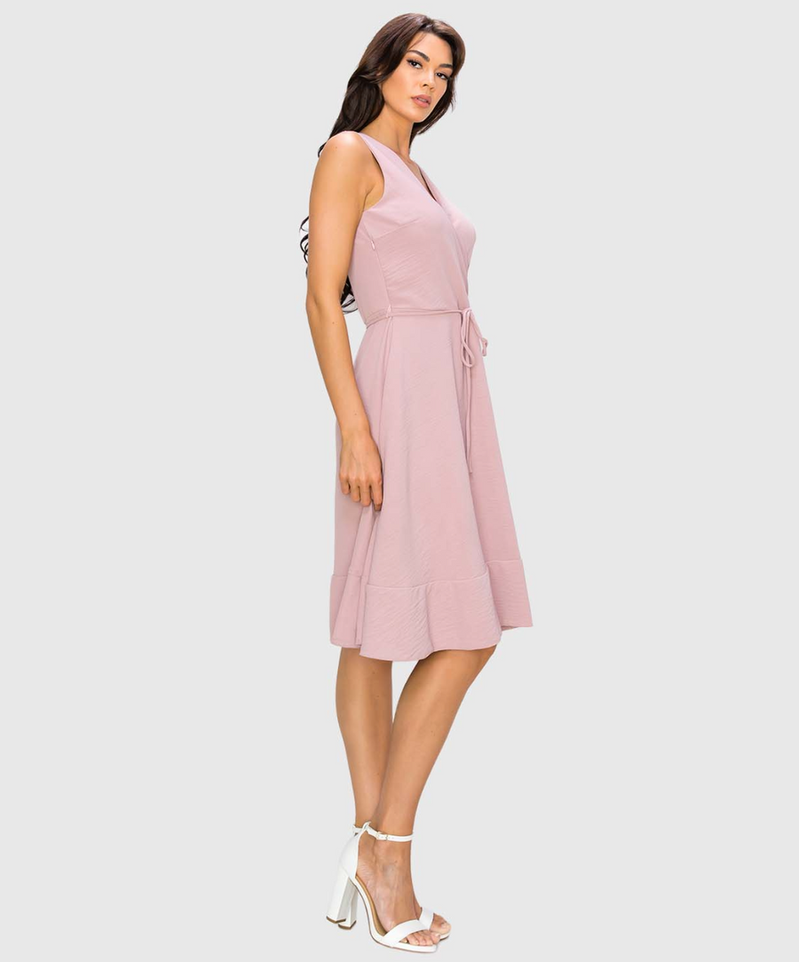 Sleeveless Surplice Wrap Dress w/ Back Pleat Red Door Boutique Sleeveless Surplice Wrap Dress w/ Back Pleat Red Door Boutique