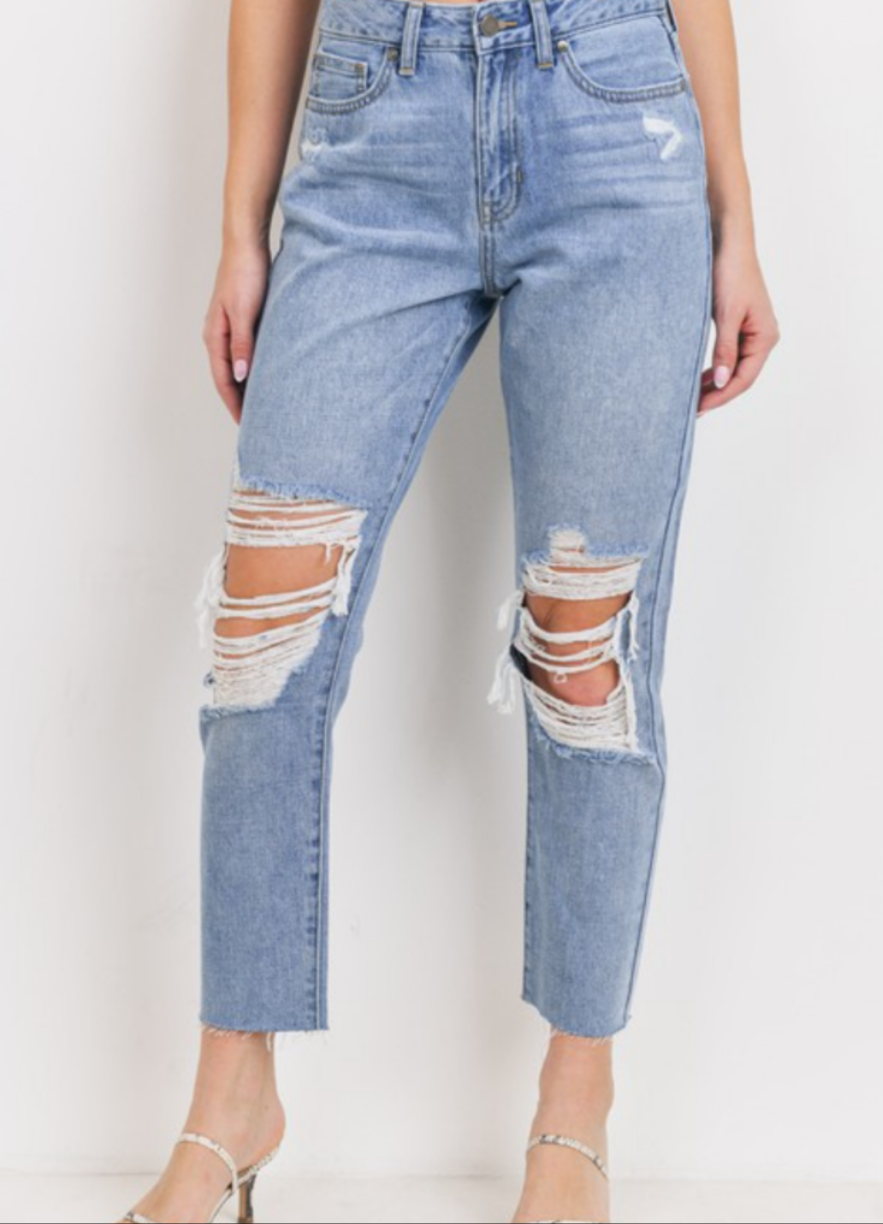 High Rise Destroyed Mom Jean