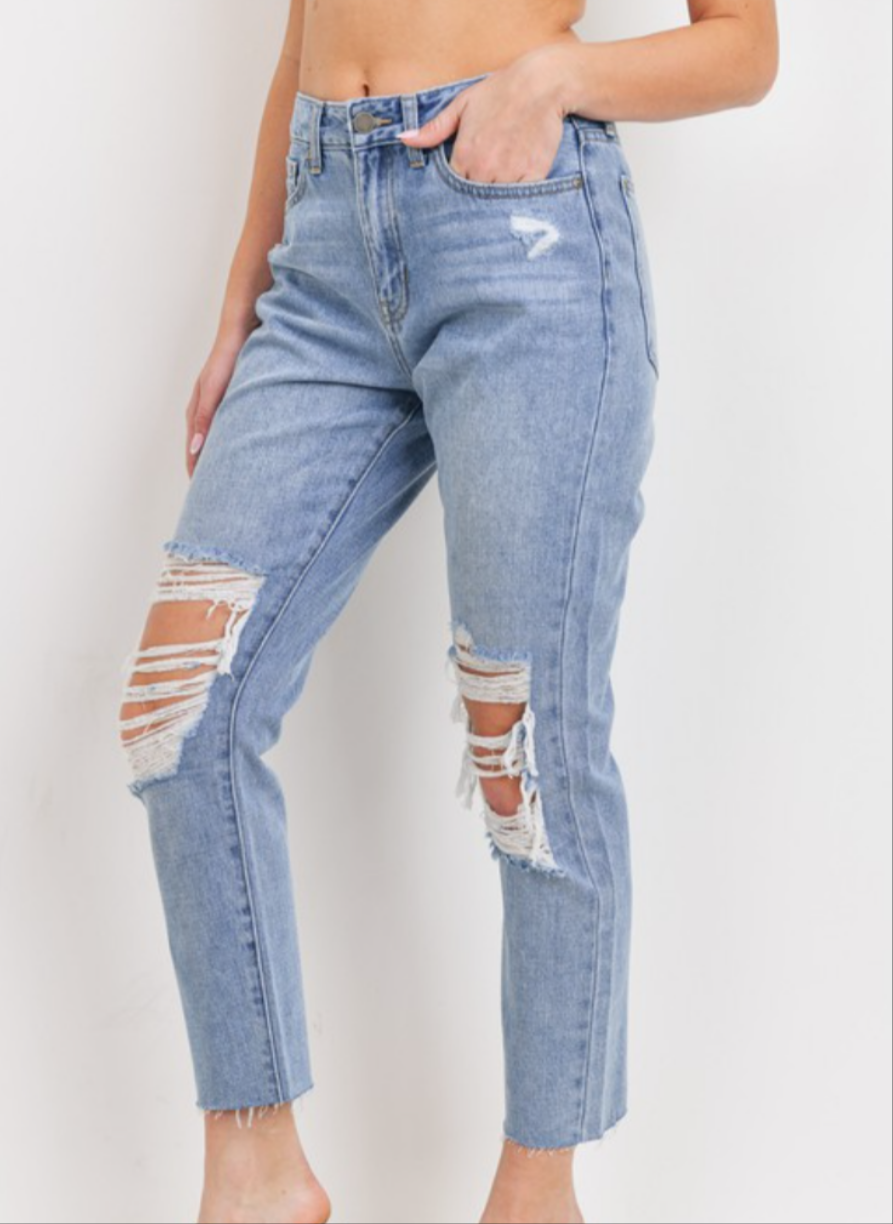 High Rise Destroyed Mom Jean