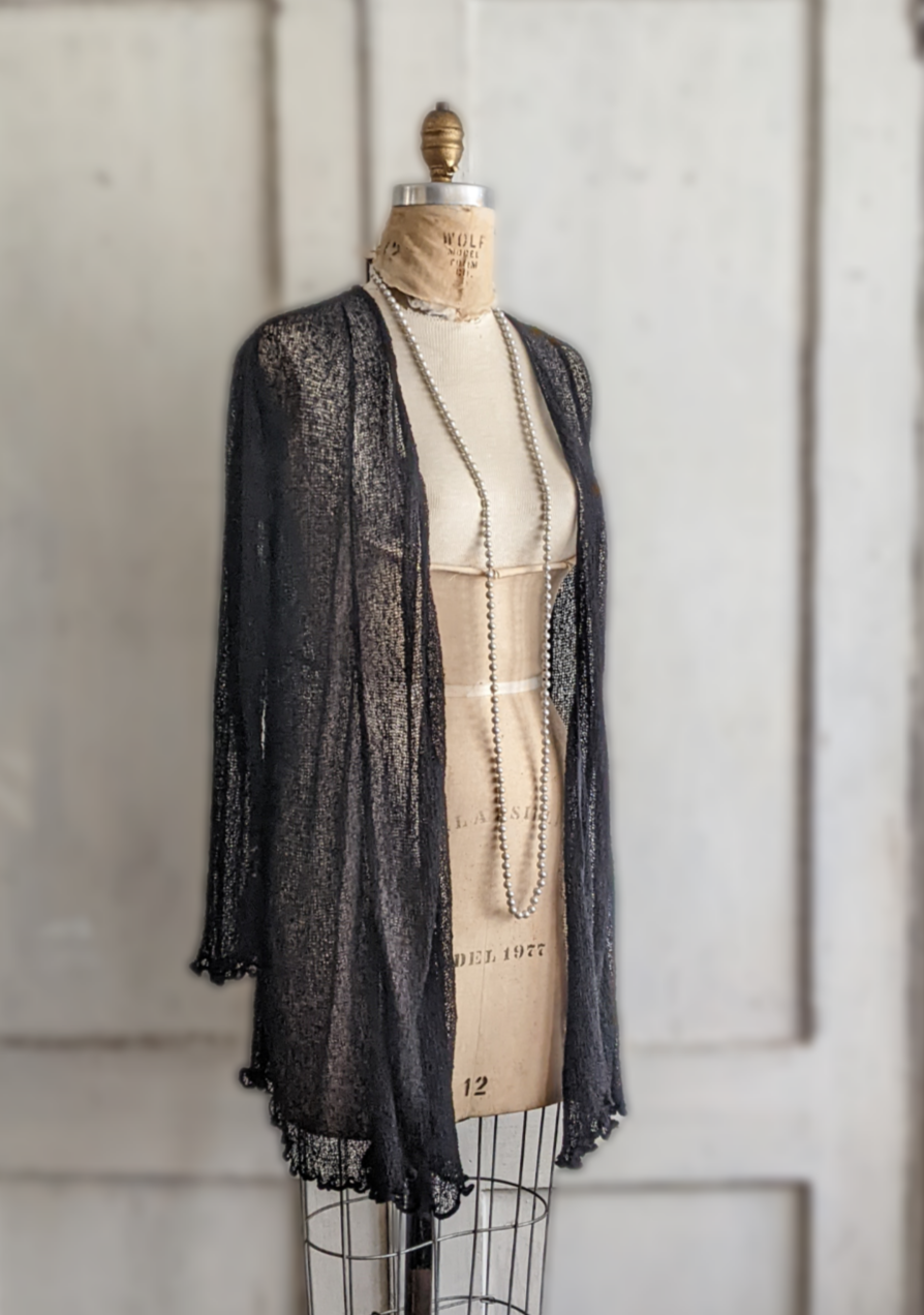 Long Ruffled Hem Cardigan