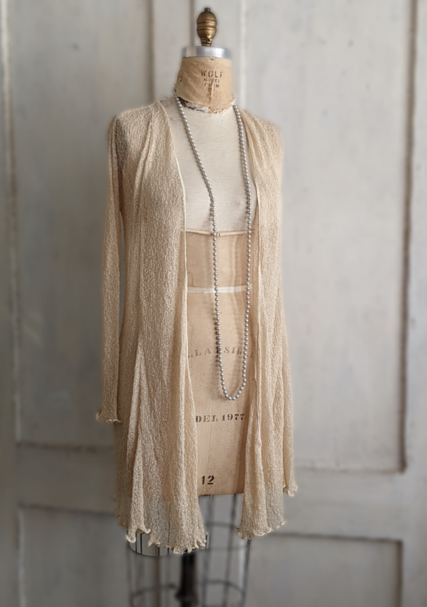 Long Ruffled Hem Cardigan
