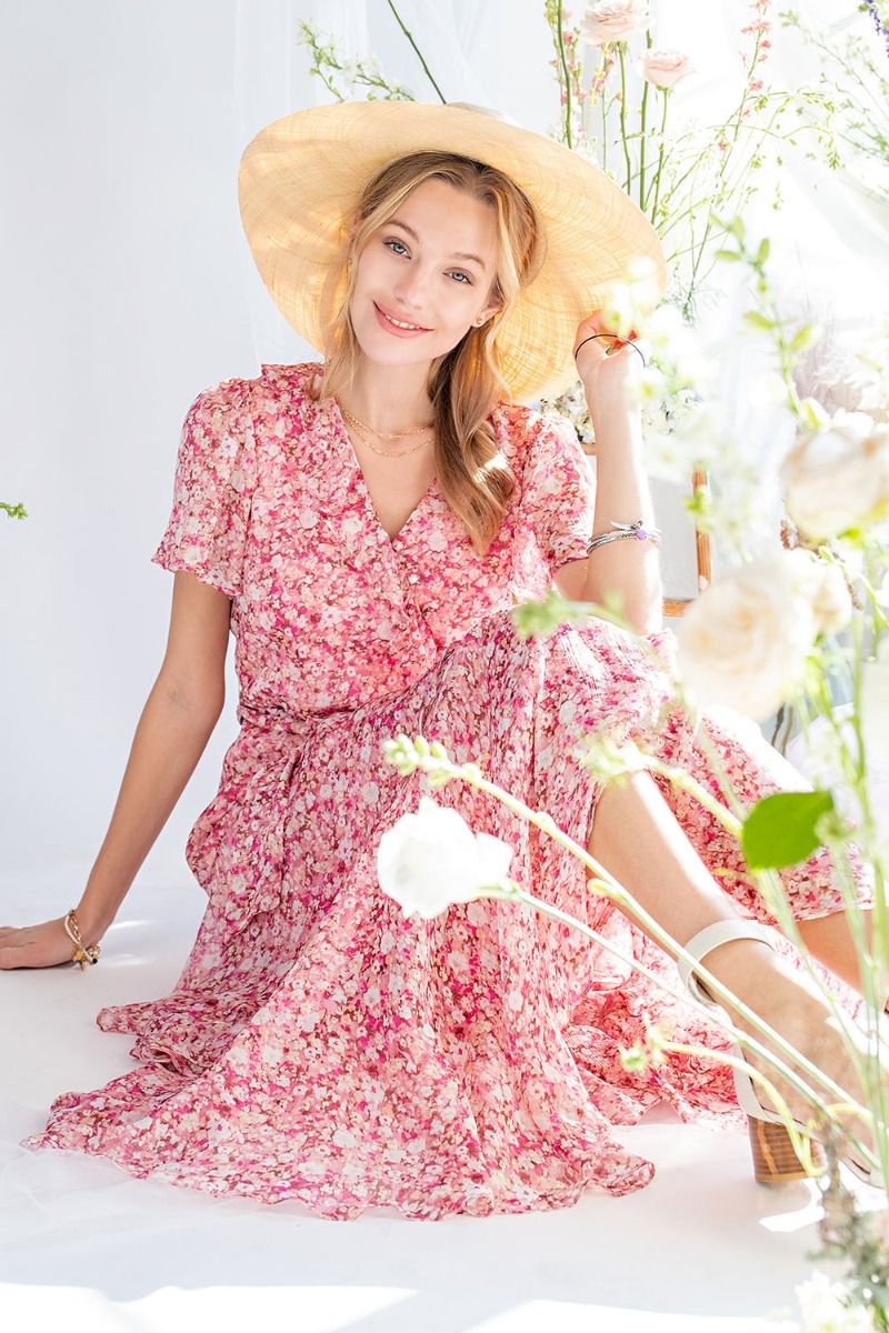 Garden Floral Chiffon Dress