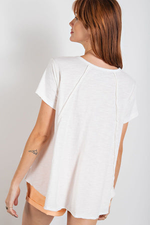 Cotton Slub Tee w/Seam Detailing