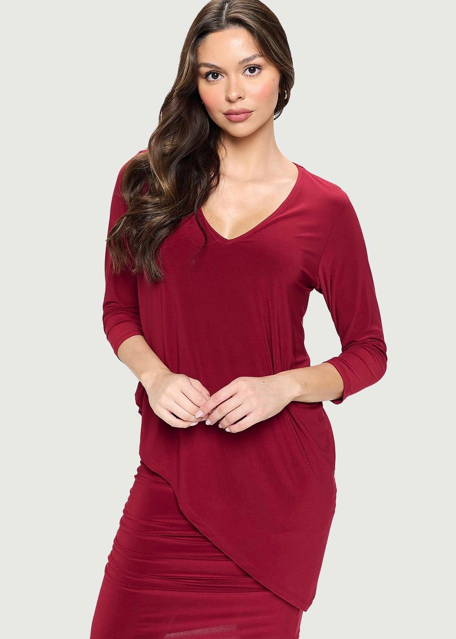 Asymmetrical 3/4 Sleeve Dress – Red Door Boutique