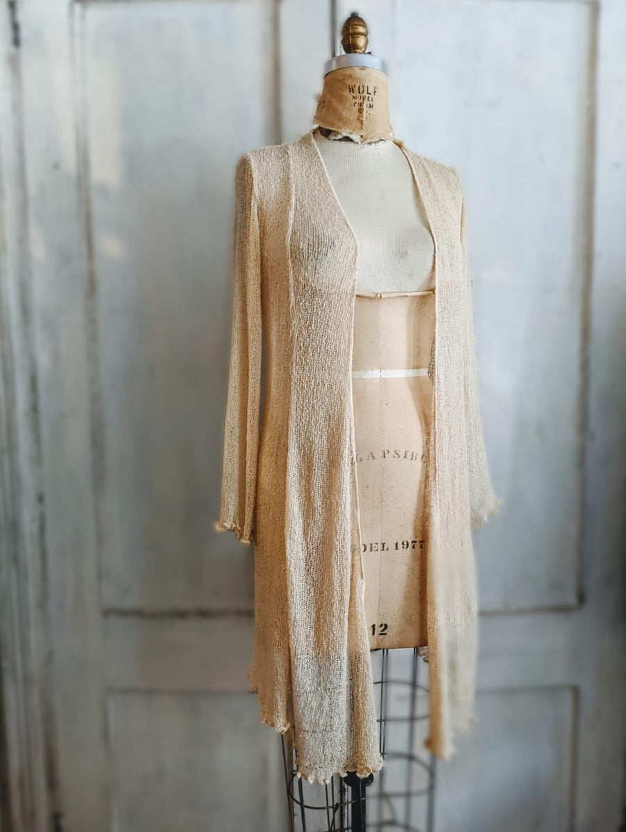 Long Ruffled Hem Cardigan