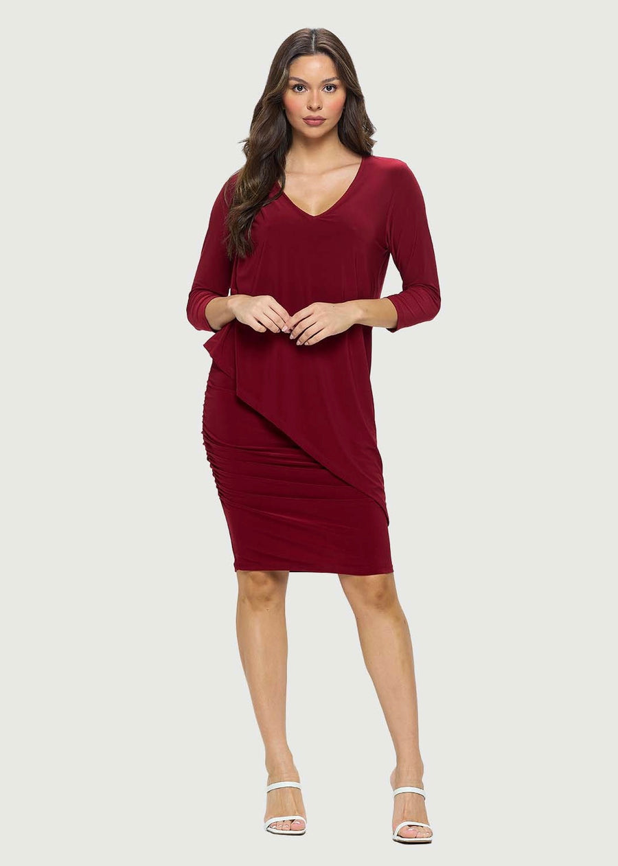 Asymmetrical 3/4 Sleeve Dress