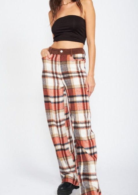 Plaid Wide Leg Pants