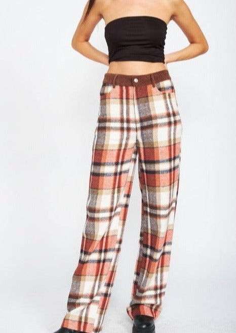 Plaid Wide Leg Pants