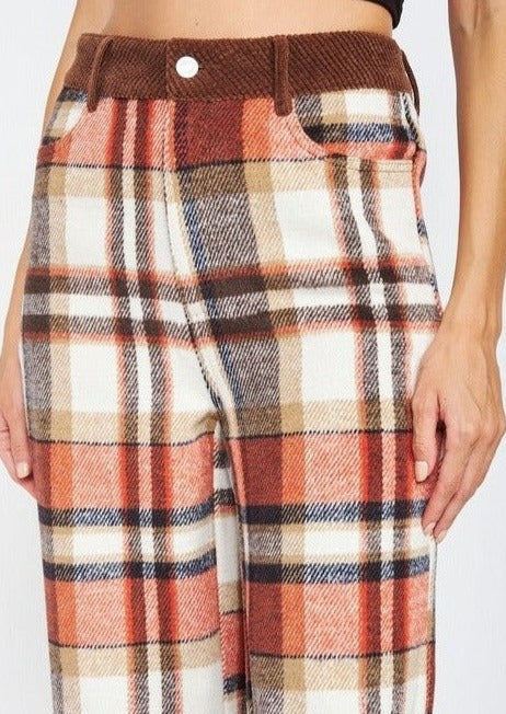 Plaid Wide Leg Pants